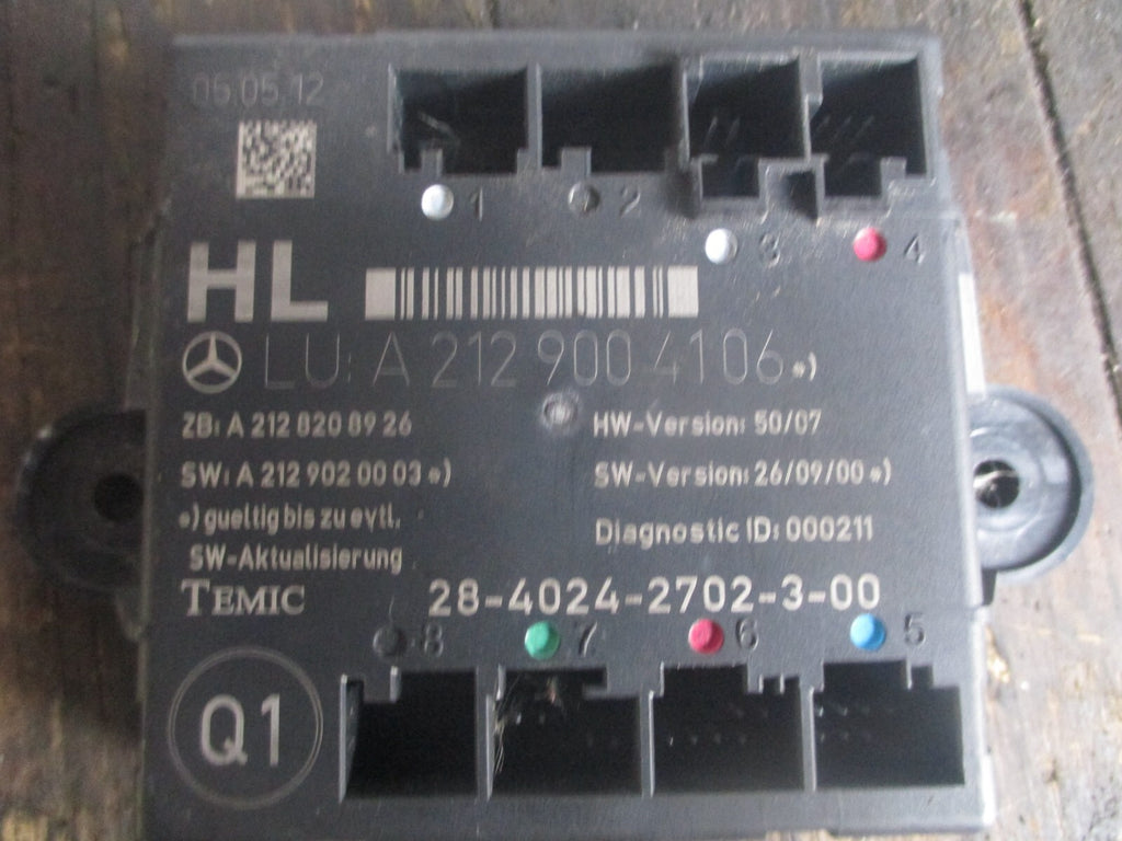 MERCEDES-BENZ E CLASS 2014 NSR PASSENGER SID REAR DOOR CONTROL MODULE 2129004106