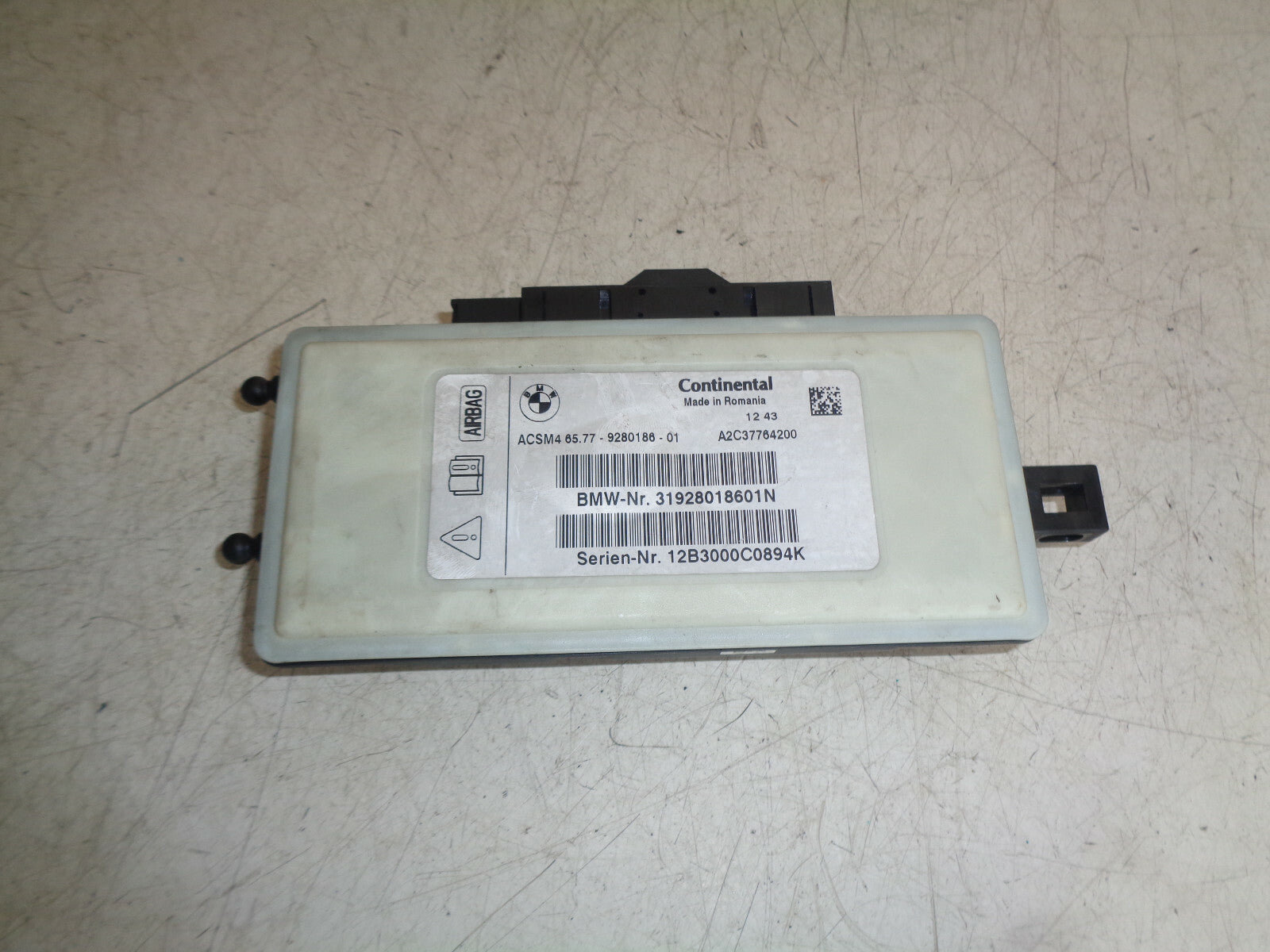 BMW 5 SERIES F10 2012 2.0 DIESEL SAFETY BAG CONTROL MODULE ECU UNIT 9280186