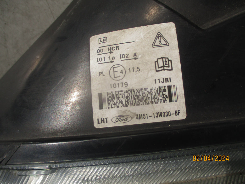 2007 FORD FOCUS NSF PASSENGER SIDE FRONT LEFT HEADLIGHT HEADLAMP 4M5113W030BF