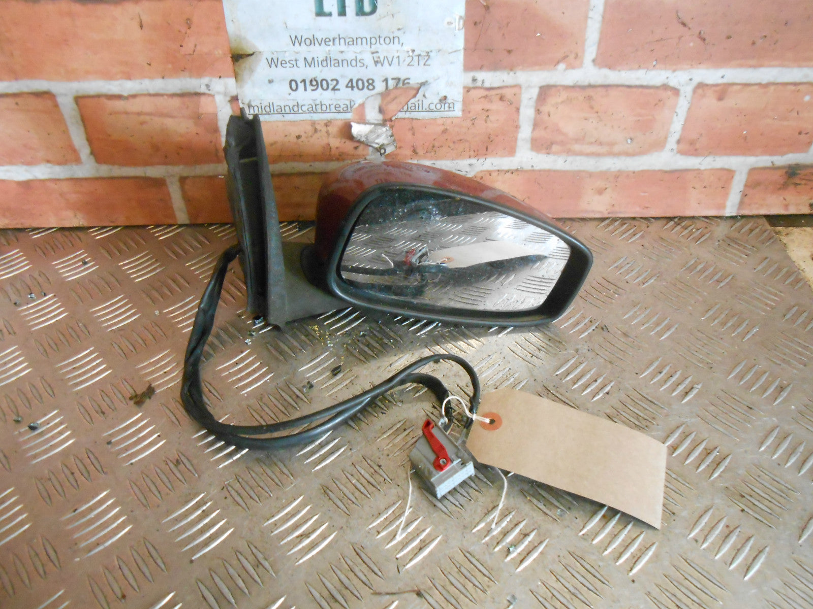 FIAT STILO 192 2004 OS DRIVER SIDE ELECTRIC ADJUST DOOR WING MIRROR RED