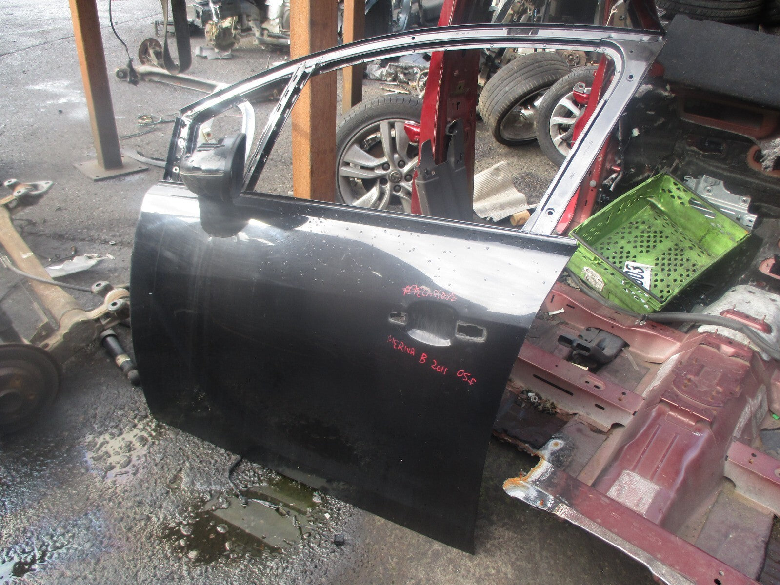 VAUXHALL MERIVA B 2010 NS PASSENGER SIDE FRONT DOOR SHELL BLACK