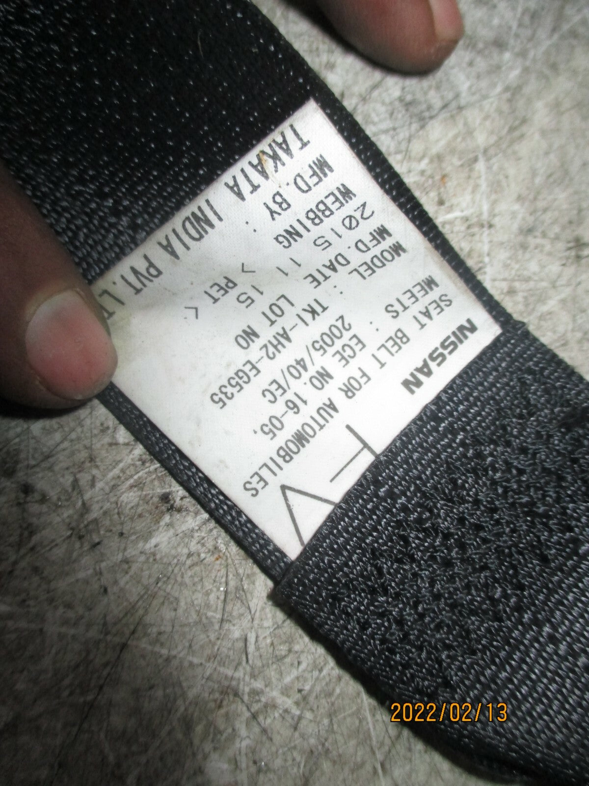 NISSAN MICRA 2014 MK4 NSF PASSENGER SIDE FRONT SEAT BELT ASSEMBLY