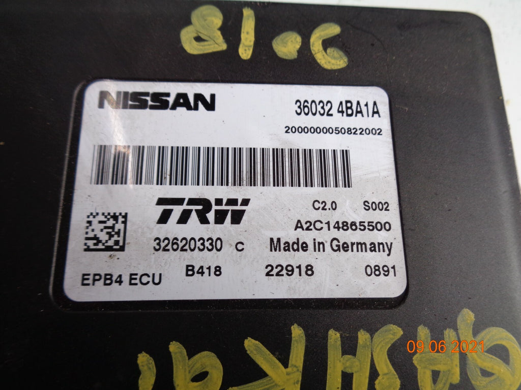NISSAN QASHQAI MK2 J11 2019 HANDBRAKE CONTROL UNIT MODULE A005V171 A2C17103100