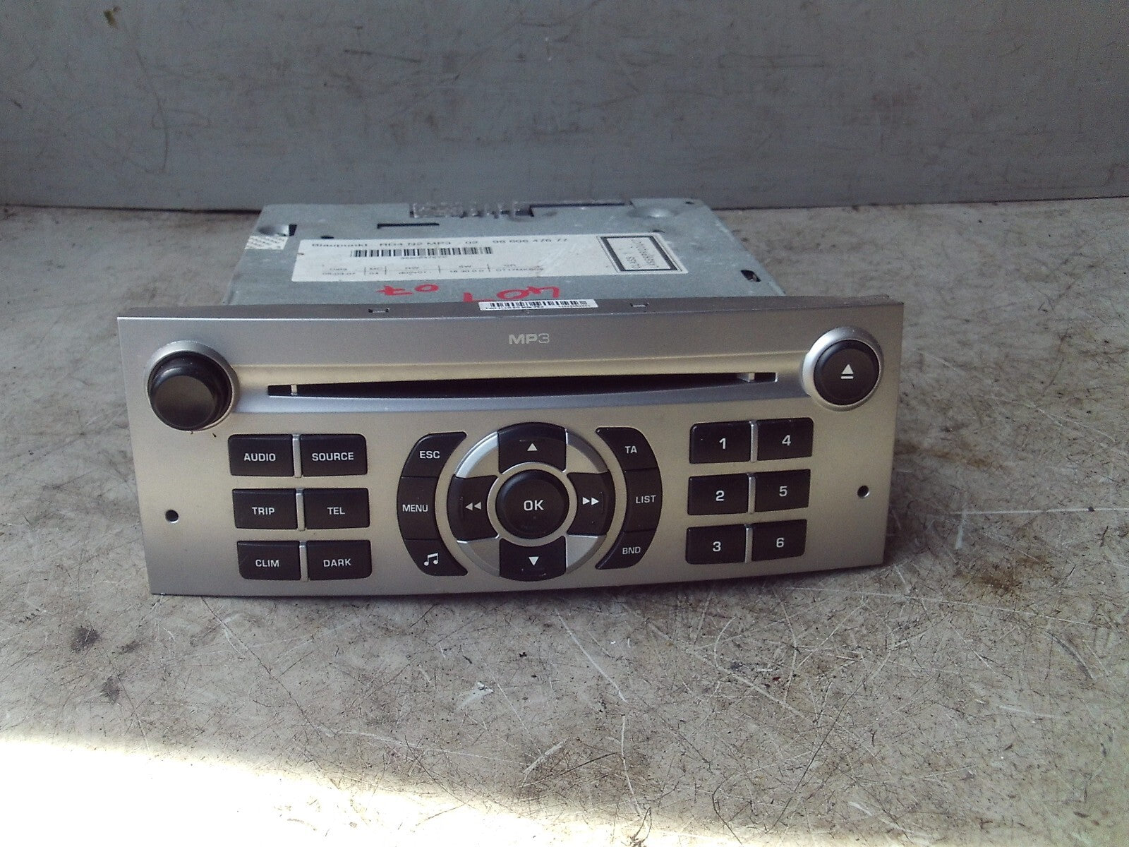 2007 PEUGEOT 407 CD RADIO MEDIA PLAYER UNIT 96606476YP