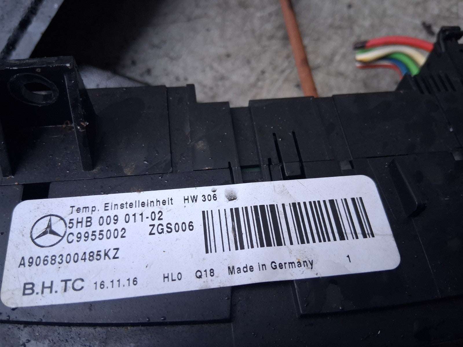 2016 MERCEDES SPRINTER W906 AC HEATER CLIMATE CONTROL PANEL SWITCH A9068300485