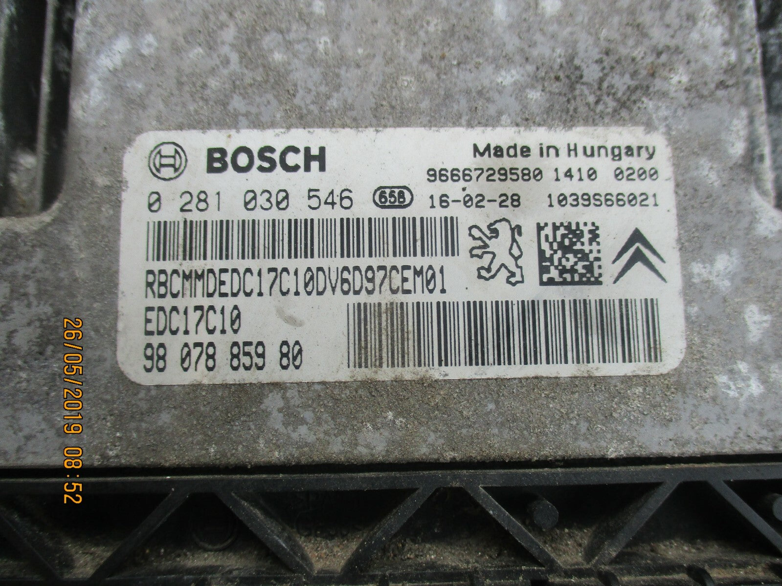 PEUGEOT EXPERT MK2 1.6 HDI ENGINE CONTROL UNIT ECU 9807885980