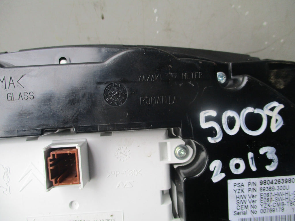2013 PEUGEOT 5008 SPEEDOMETER INSTRUMENT CLUSTER 9804263980