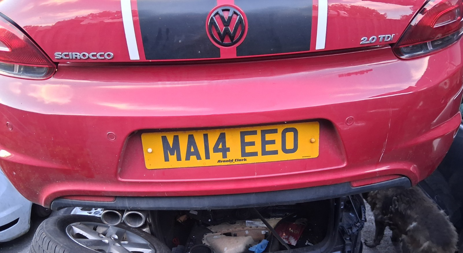 2014 VW VOLKSWAGEN SCIROCCO MK3 COMPLETE REAR BUMPER WITH PDC SALSA RED LA3H