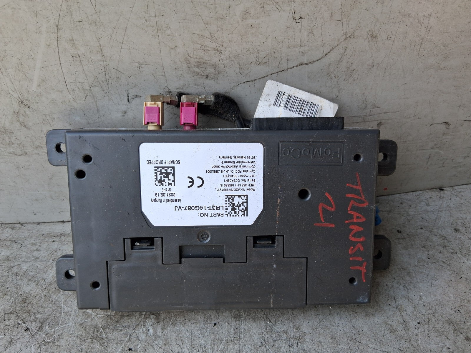 2021 FORD TRANSIT 350 MK8 BLUETOOTH CONTROL UNIT MODULE LR3T14G087VJ