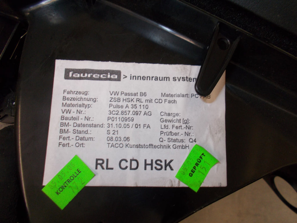 VW VOLKSWAGEN PASSAT B6 2006 BLACK GLOVE BOX 302857114