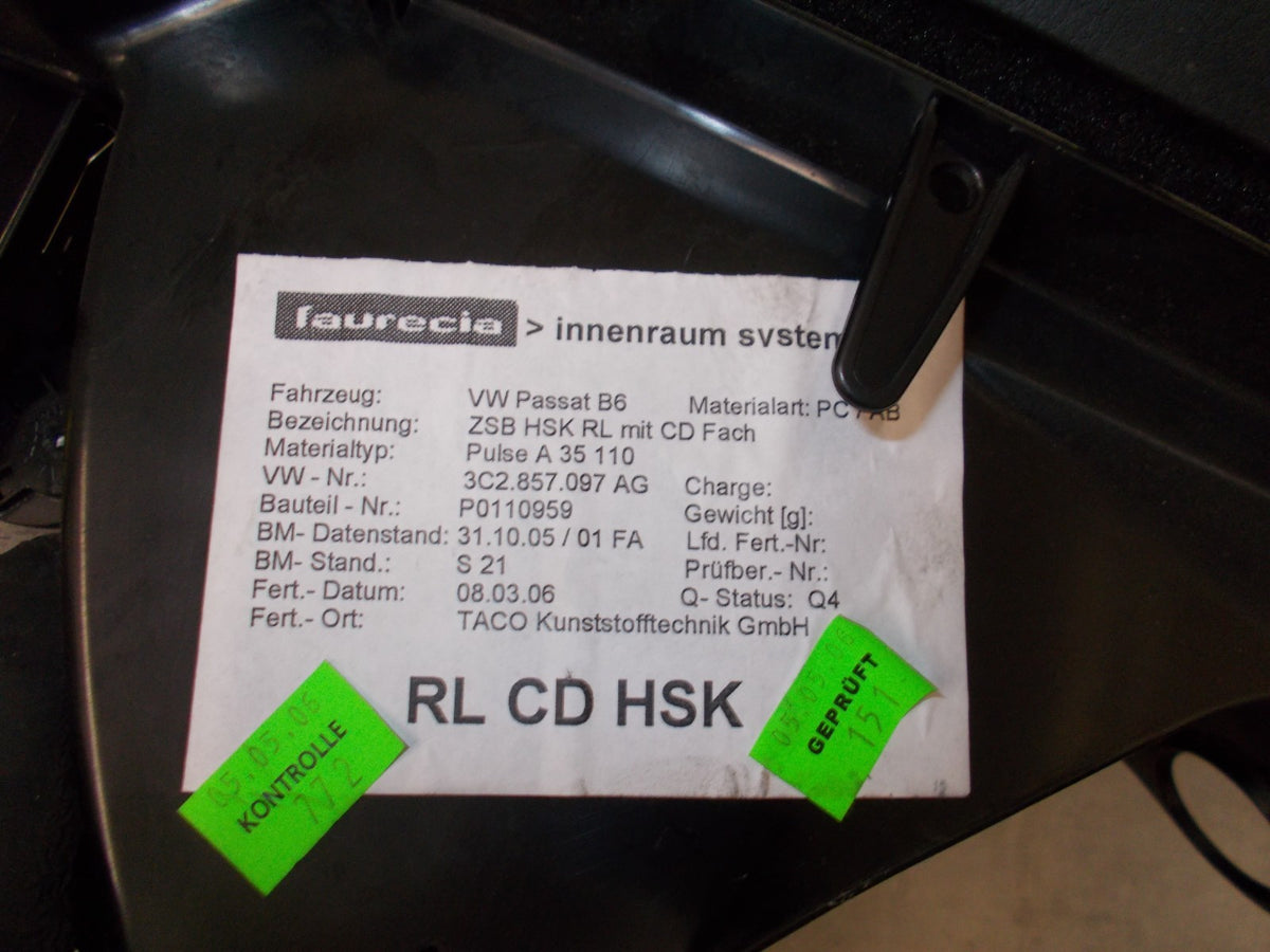 VW VOLKSWAGEN PASSAT B6 2006 BLACK GLOVE BOX 302857114