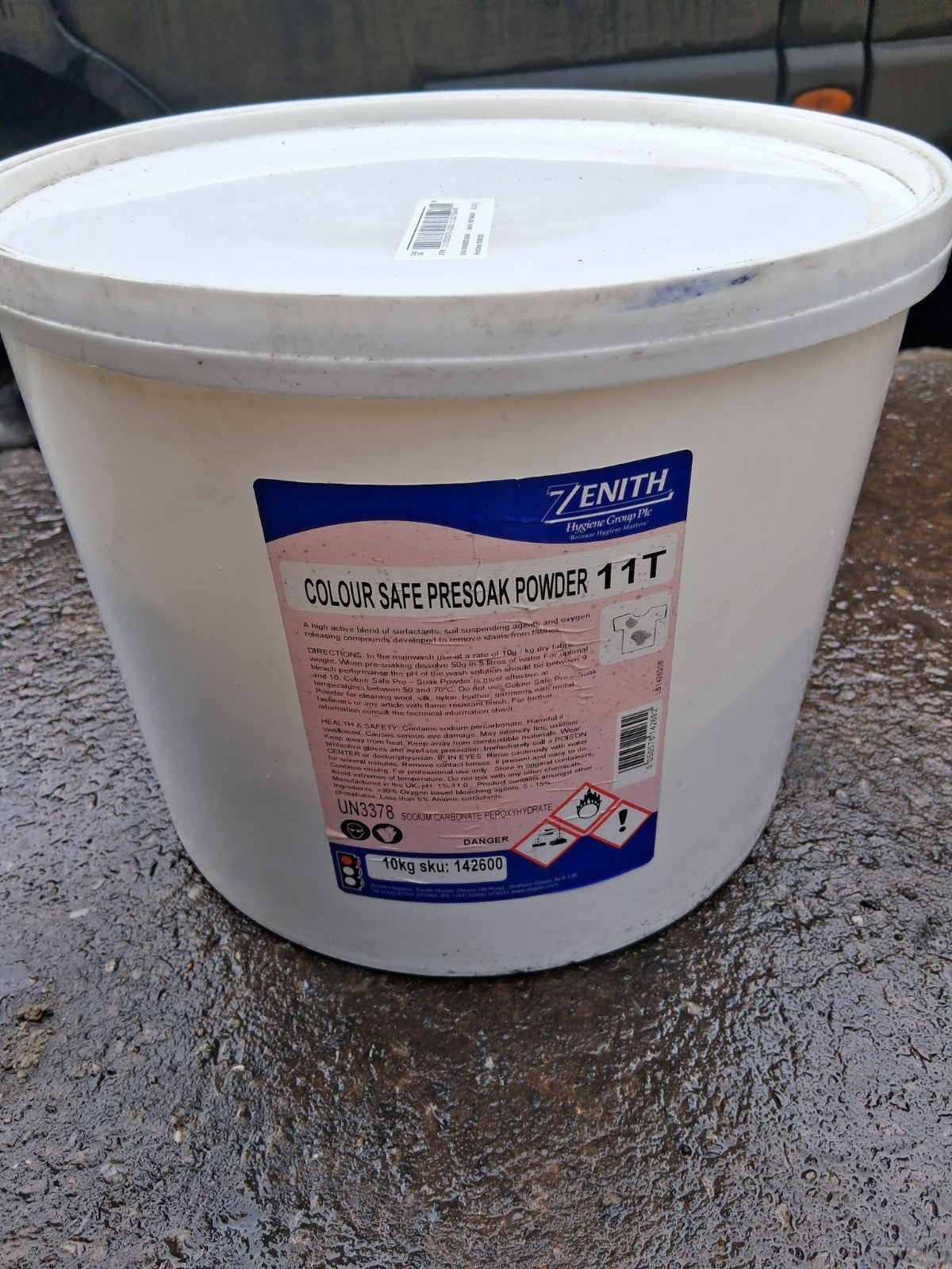 ZENITH COLOUR SAFE PRE SOAK POWDER 10KG WASHING FABRIC STAIN REMOVER 11T