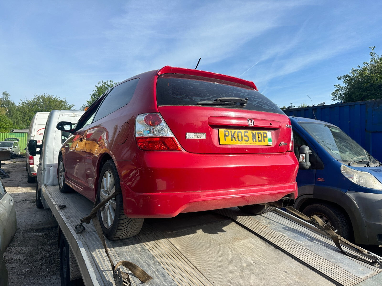 2005 HONDA CIVIC MK7 3 DOOR NS PASSENGER SIDE FRONT DOOR COMPLETE RED R81
