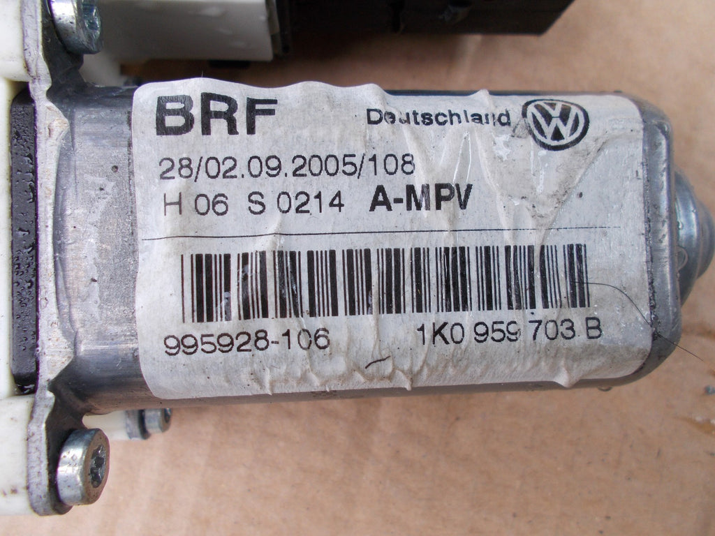 2010 VW TOURAN MK1  NSR PASSENGER SIDE REAR WINDOW REGULATOR MOTOR 1K0959703B