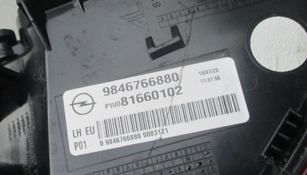 2023 VAUXHALL GRANDLAND NSR REAR OUTER RIGHT TAIL LIGHT LAMP 9846766680