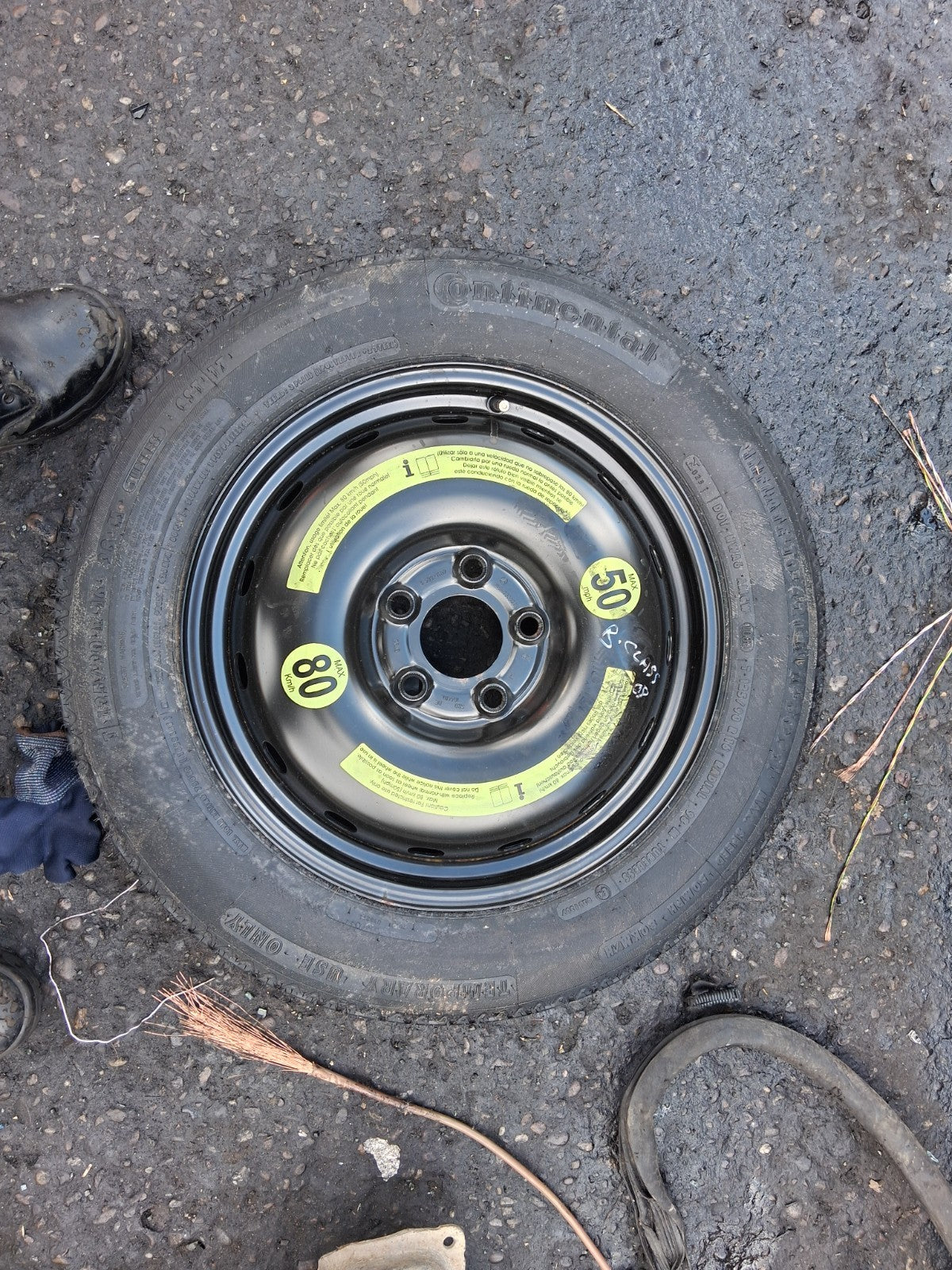 2008 MERCEDES B CLASS W245 16 INCH SPACE SAVER SPARE WHEEL WITH TYRE 125/90R16