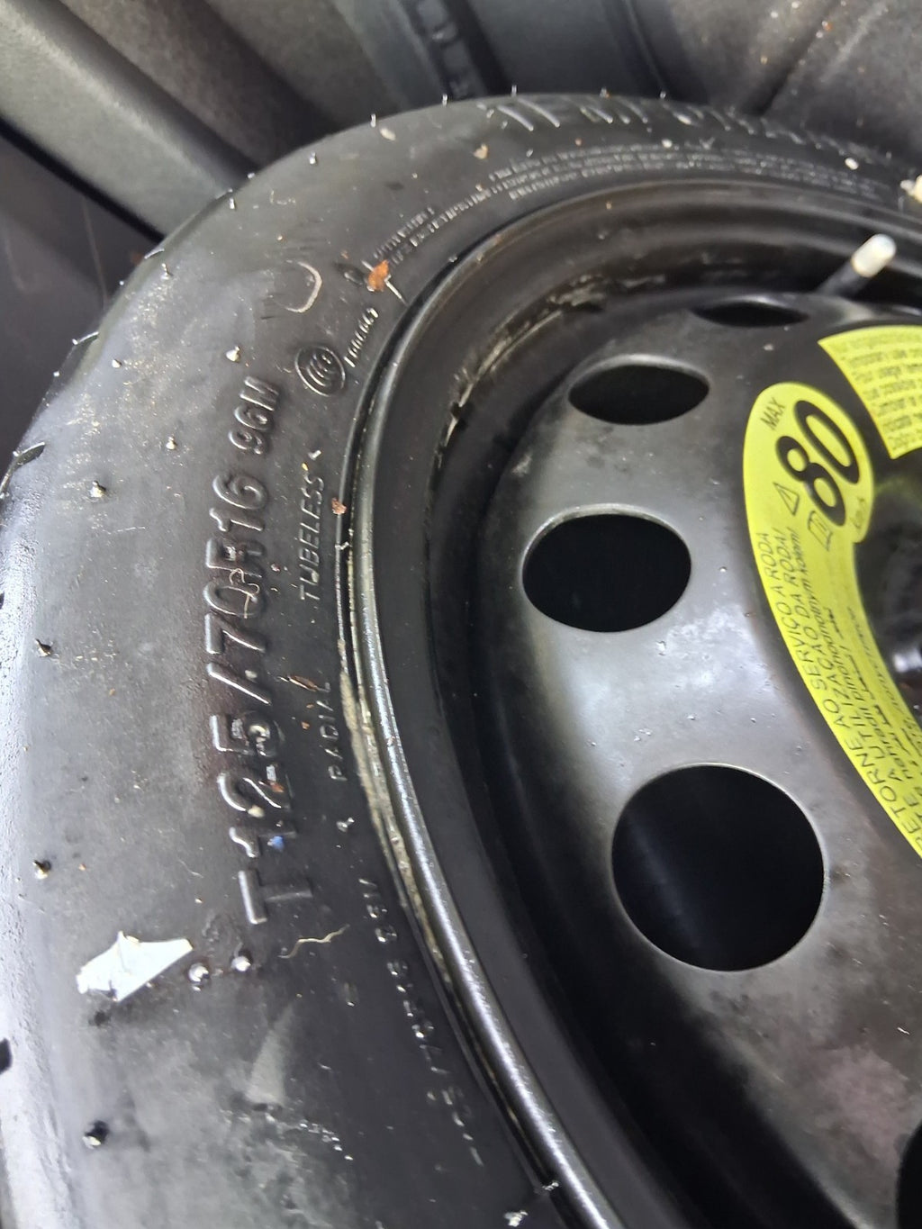 2016 VOLKSWAGEN GOLF MK7 SPARE WHEEL SPACE SAVER WHEEL WITH TYRE T125/70R16