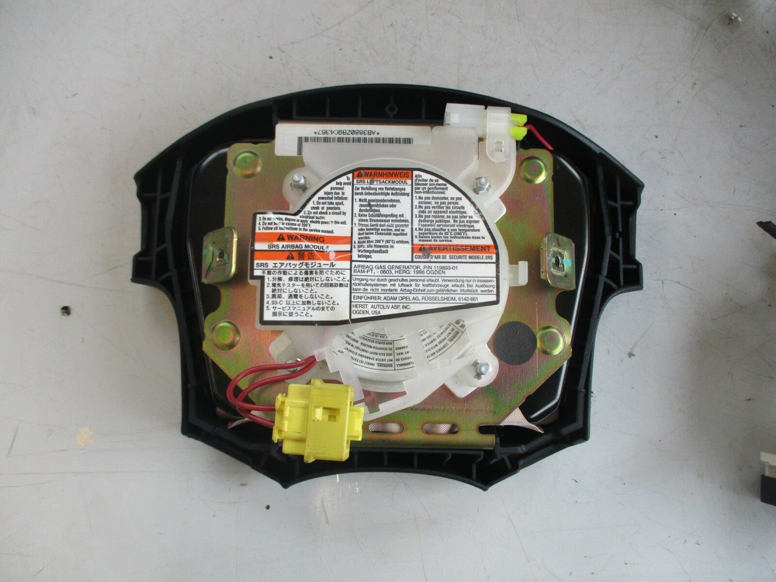 VAUXHALL FRONTERA 2000 STEERING WHEEL AIRBAG SAFETY BAG BLACK