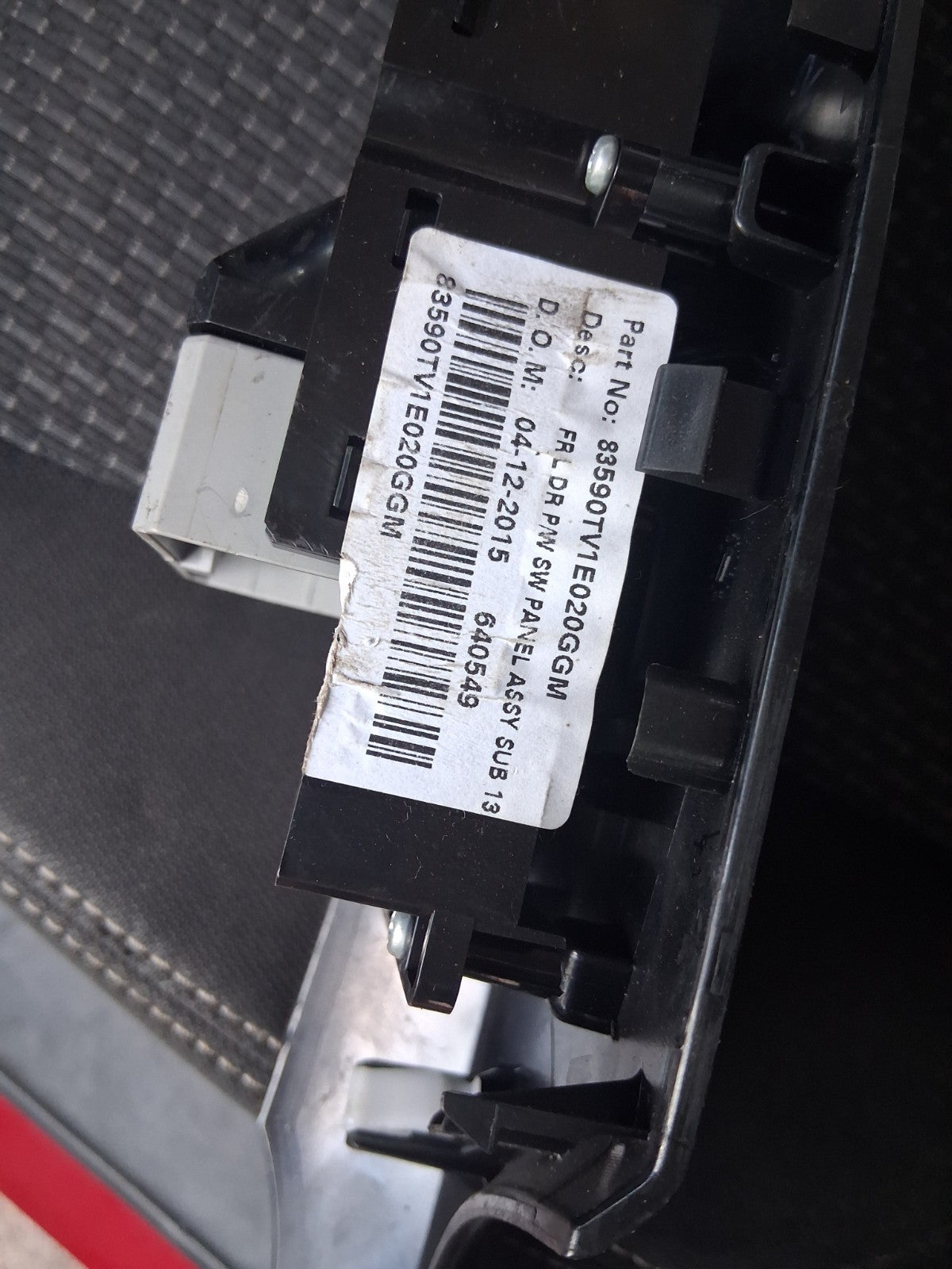 2016 HONDA CIVIC MK9 HATCHBACK NSF PASSENGER FRONT LEFT WINDOW CONTROL SWITCH