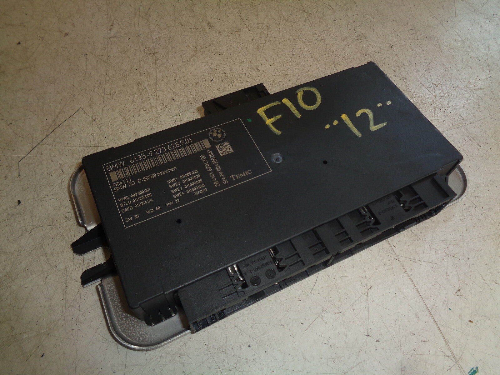 BMW 5 SERIES F10 2012 FOOTWELL CONTROL MODULE UNIT 9273628