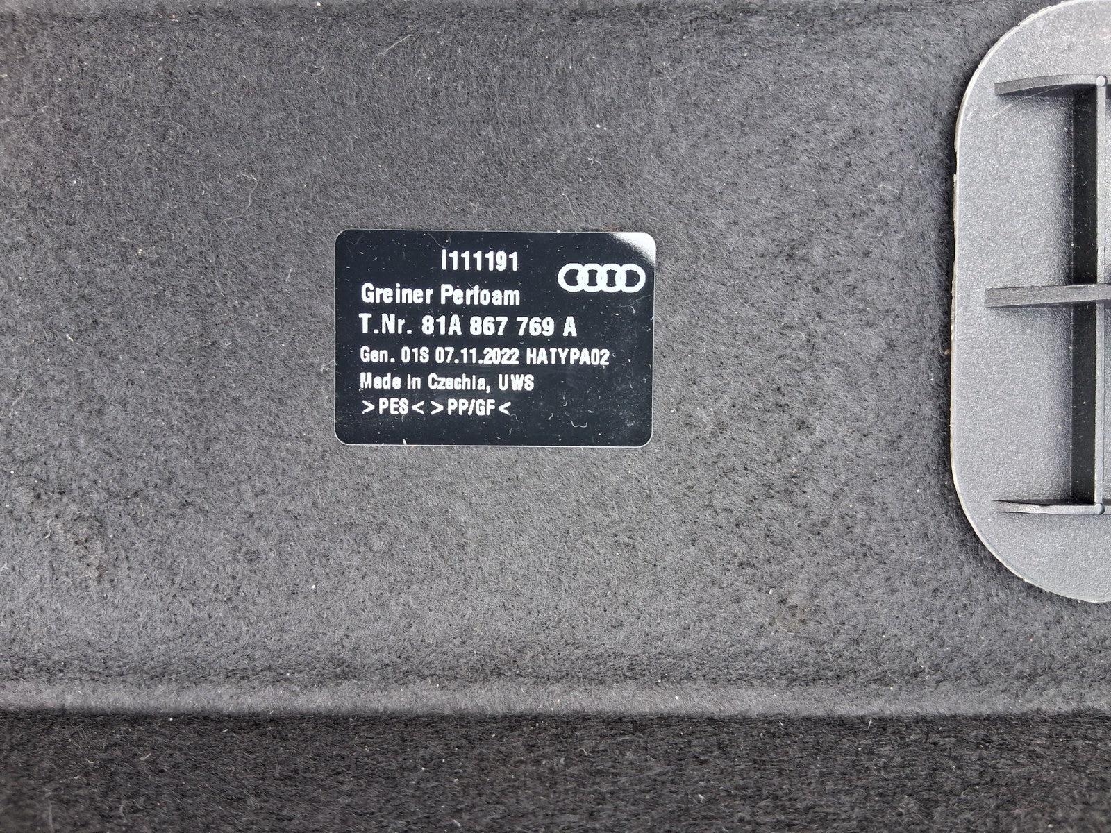 2022 AUDI Q2 S LINE MK1 REAR STORAGE PARCEL SHELF LOAD COVER 81A867769