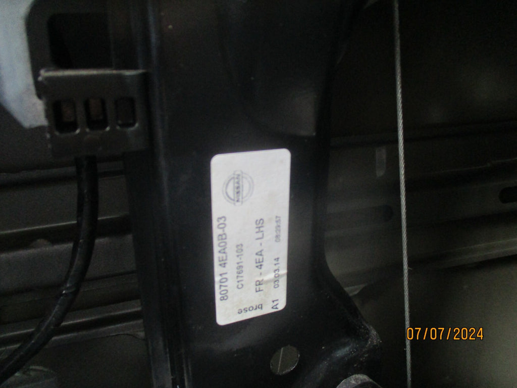 NISSAN QASHQAI J11 2014 NSF PASSENGER SIDE FRONT WINDOW MOTOR REGULATOR