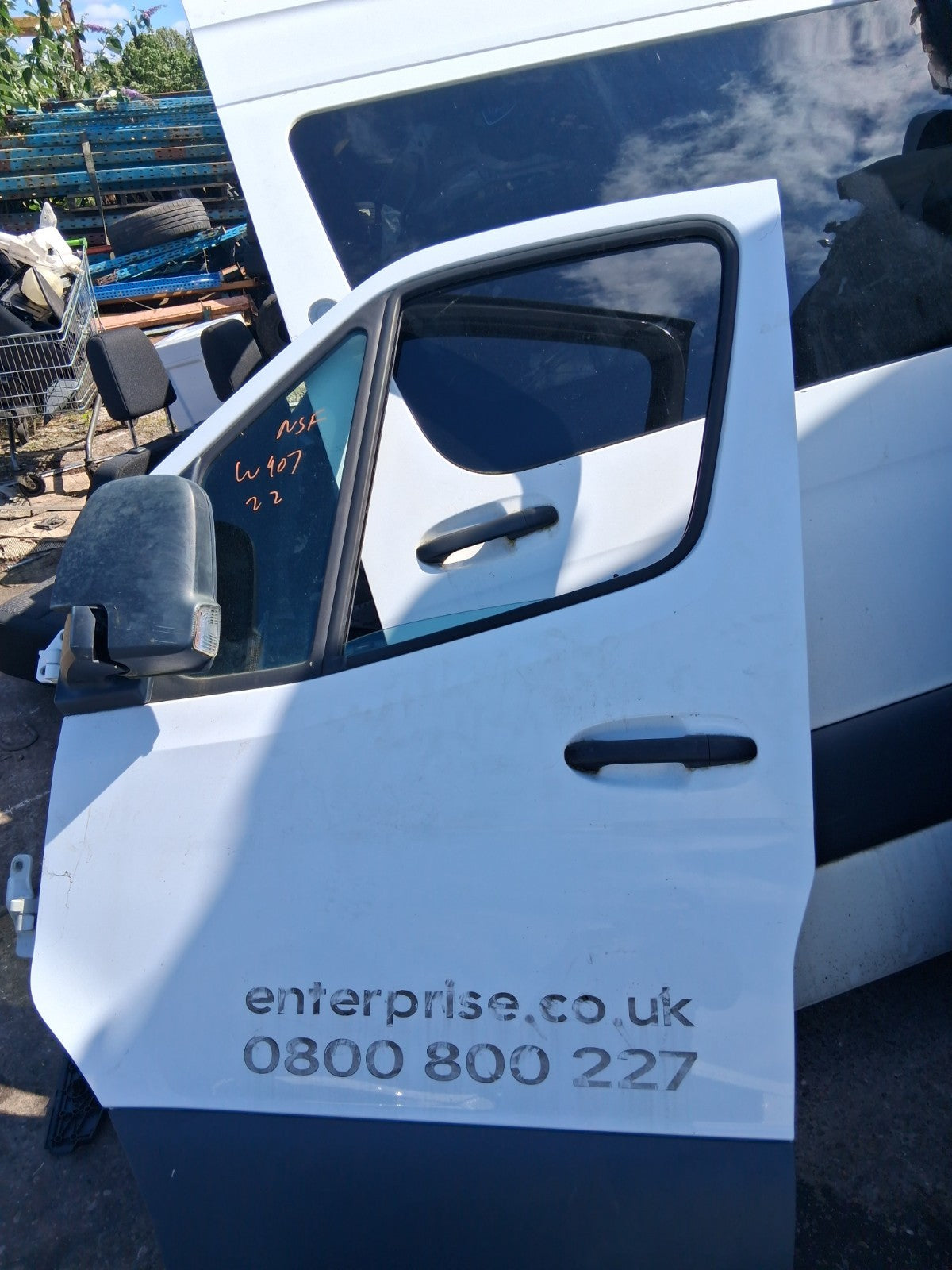 2022 MERCEDES BENZ SPRINTER W907 NSF PASSENGER SIDE FRONT LEFT BARE DOOR WHITE