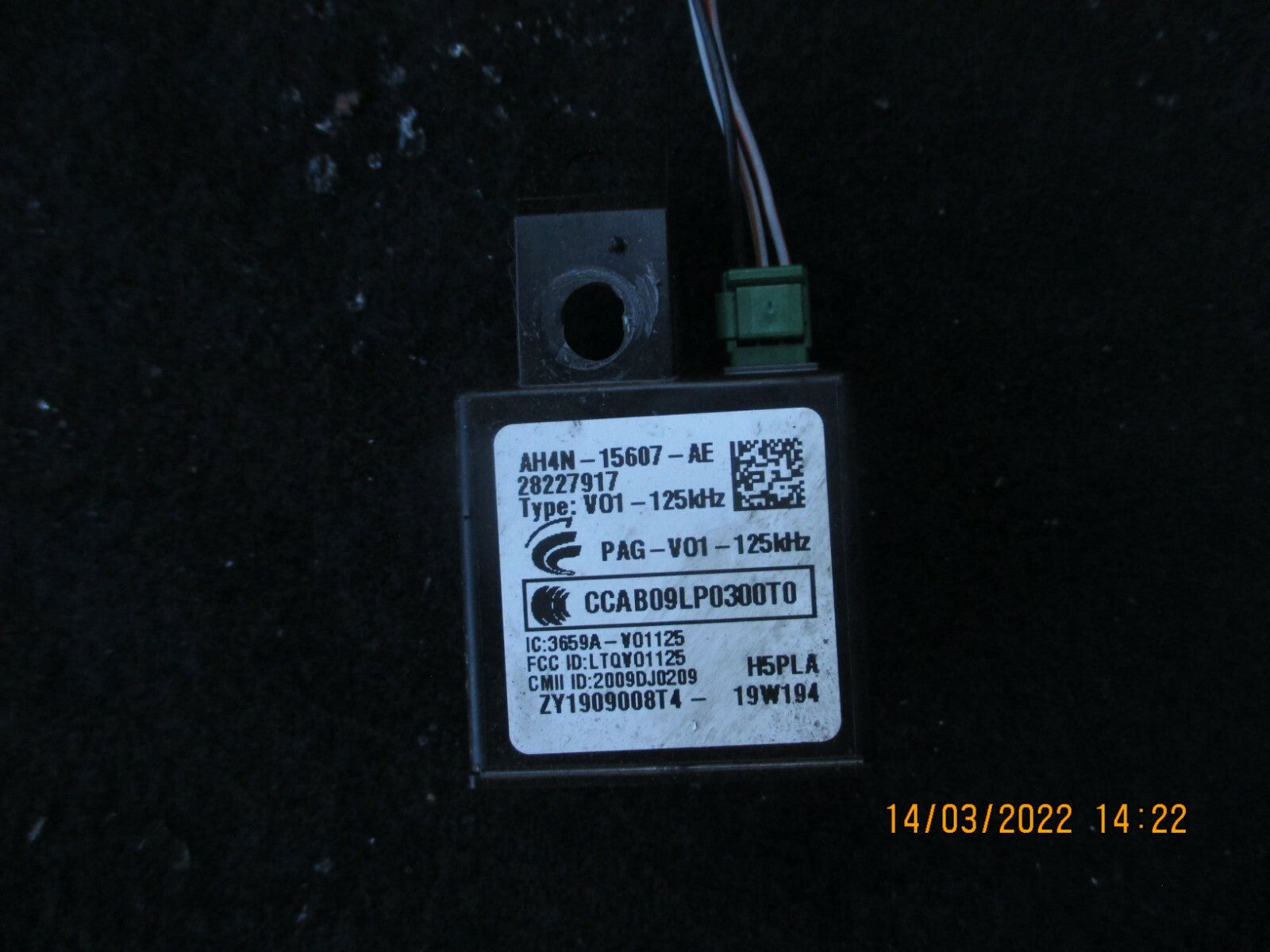 JAGUAR XE 2019 KEYLESS ENTRY MODULE AH4N-15607-AE