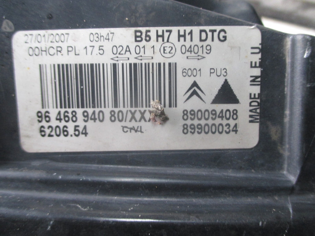 CITROEN C4 2007 OSF DRIVER SIDE HEADLIGHT B5H7H1DTG