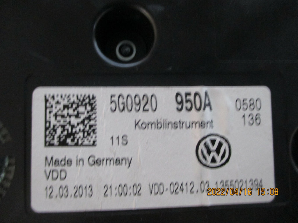 VW VOLKSWAGEN GOLF 2018 MK7 SPEEDOMETER INSTRUMENT CLUSTER 5G0920950