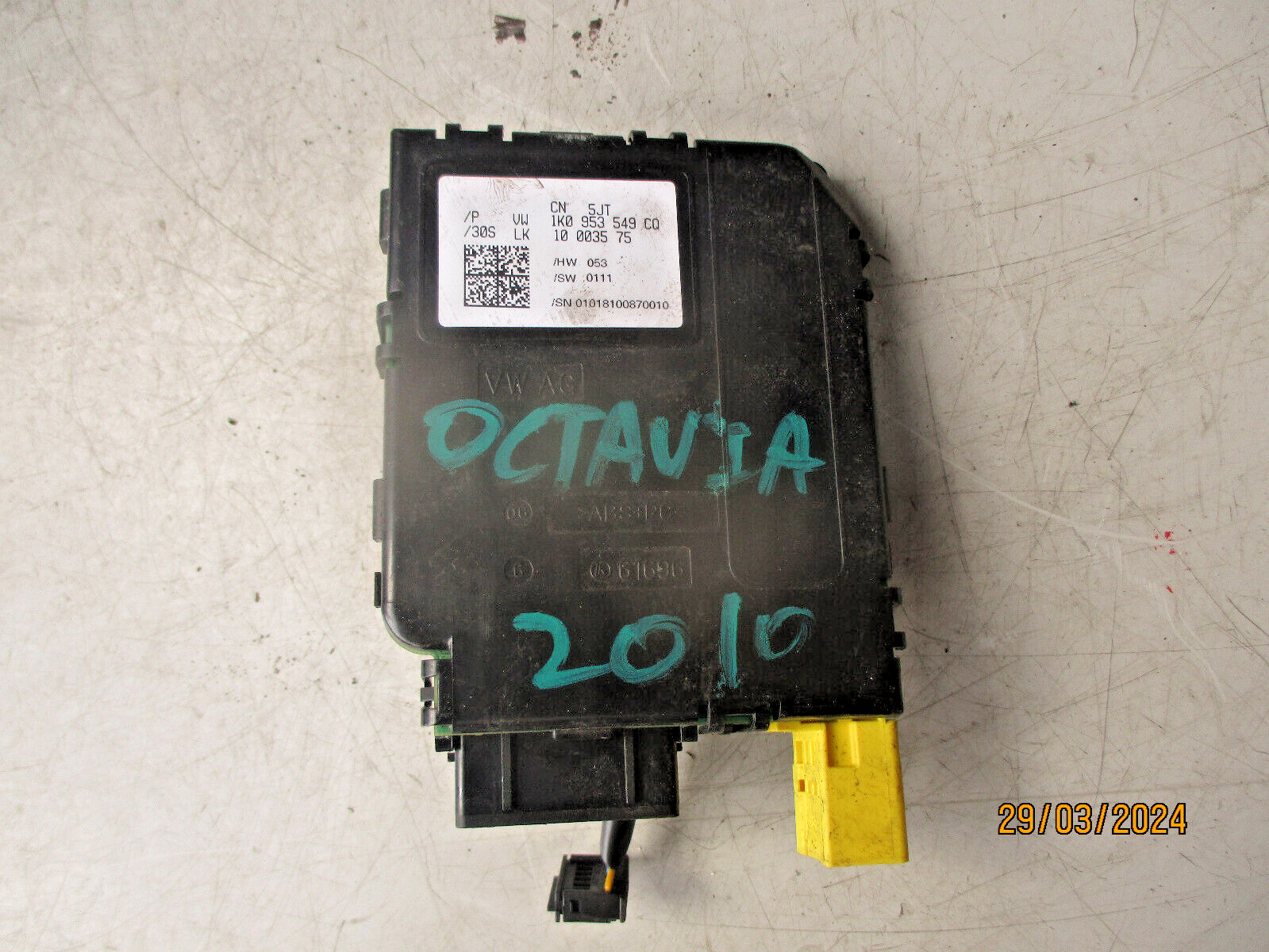 2010 SKODA OCTAVIA MK2 STEERING WHEEL CONTROL MODULE 1K0953549CQ