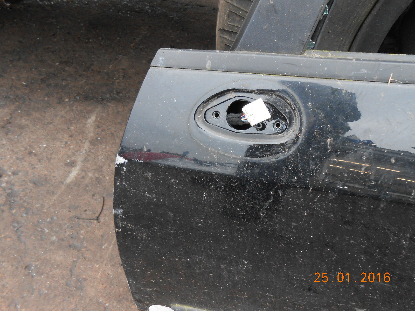 FIAT GRANDE PUNTO 2009 3 DOOR NS PASSENGER SIDE DOOR BLACK DAMAGED SIDE