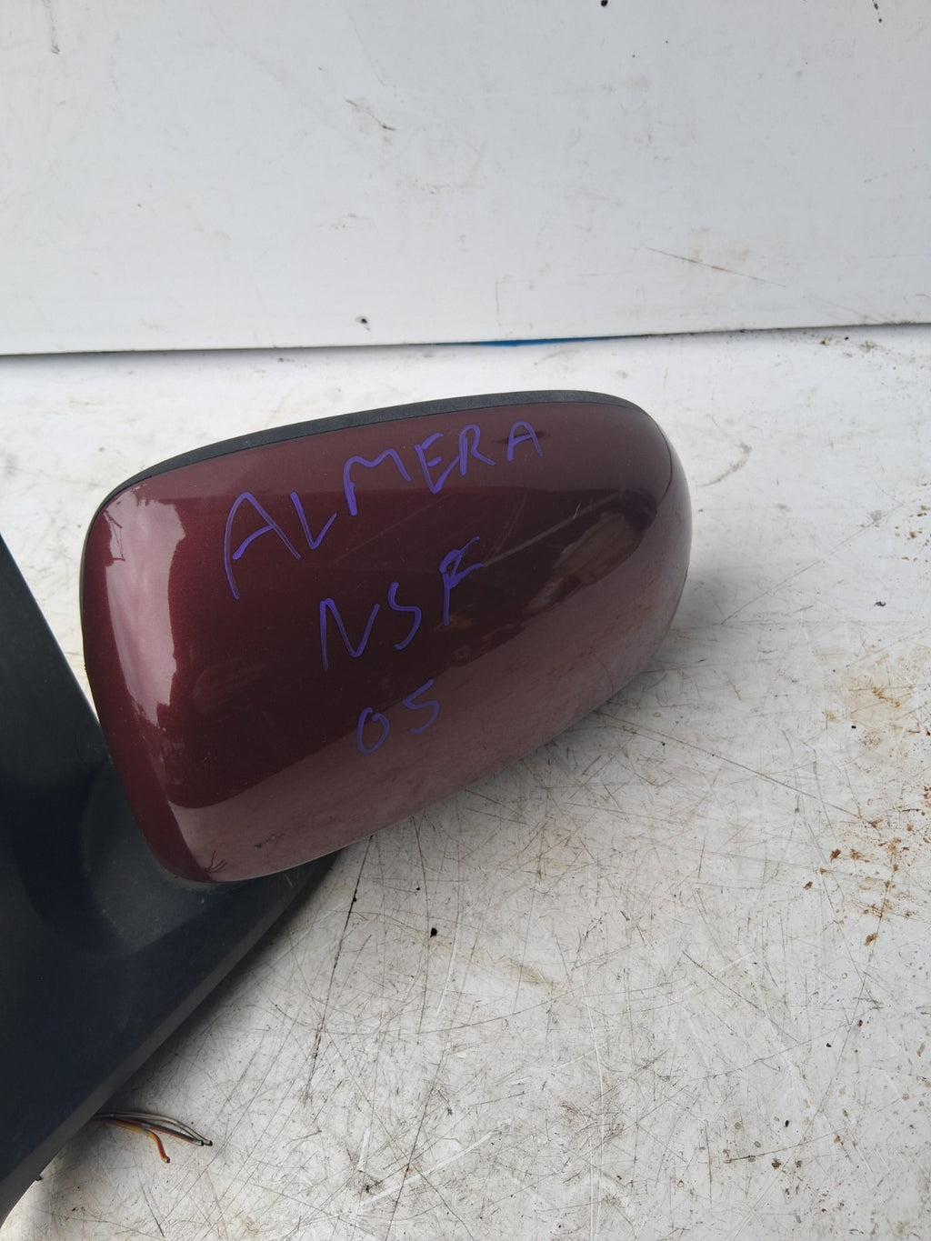2005 NISSAN ALMERA RED NSF NEAR PASSENGER LEFT SIDE DOOR WING MIRROR 015827