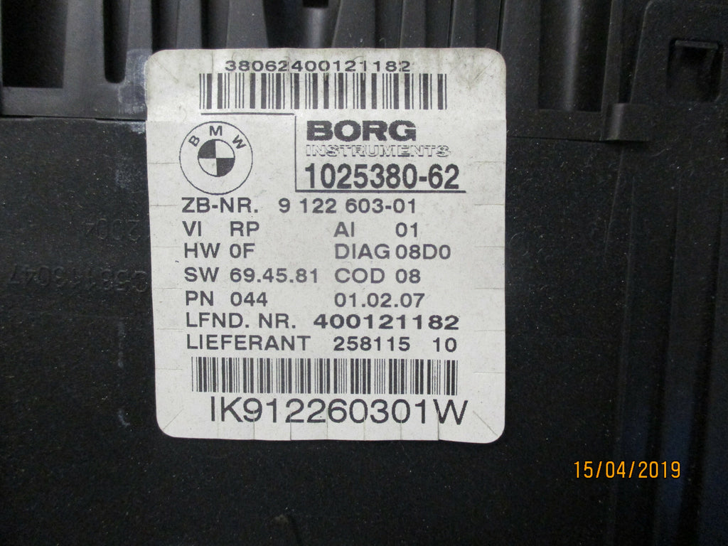BMW 3 SERIES E90 2007 2.0 DIESEL SPEEDO CLOCKS CLUSTER SPEEDOMETER 102538062