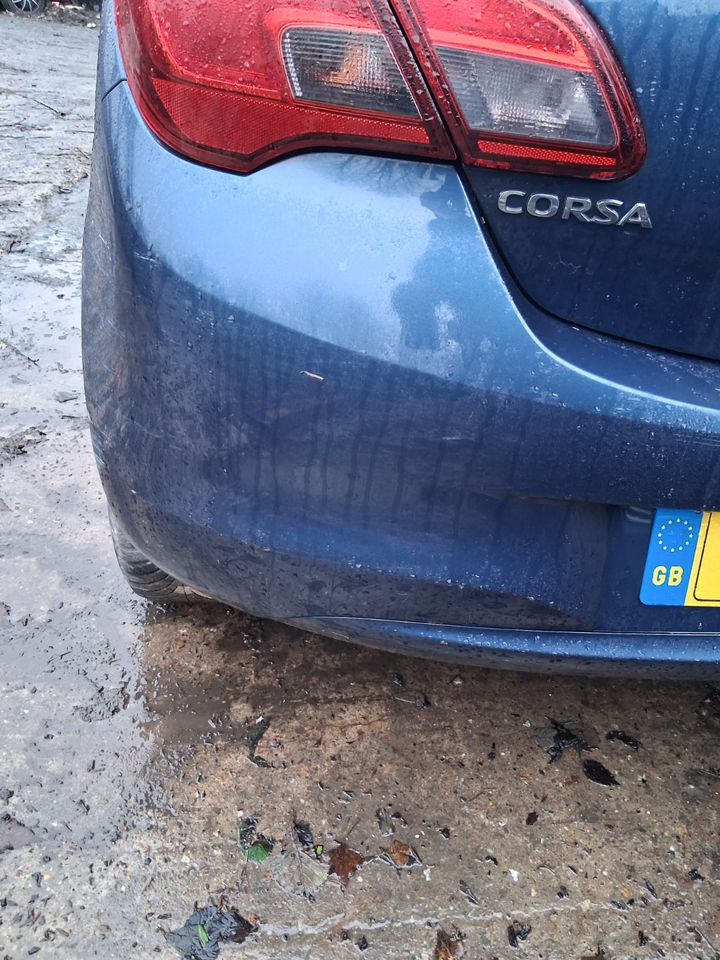 2017 VAUXHALL CORSA E COMPLETE REAR BUMPER DARK SEA BLUE METALLIC Z22W