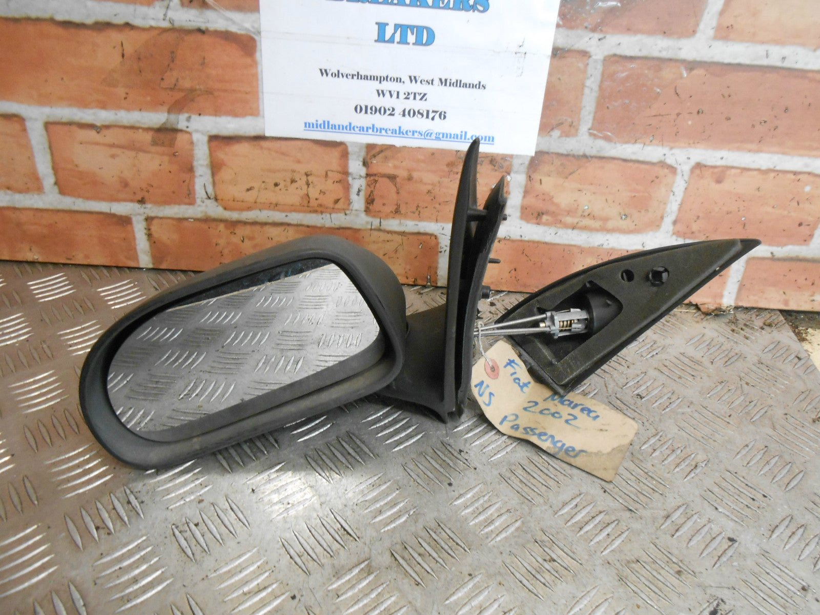 FIAT MAREA BRAVA 2002 NS PASSENGER SIDE MANUAL DOOR WING MIRROR BLACK PLASTIC