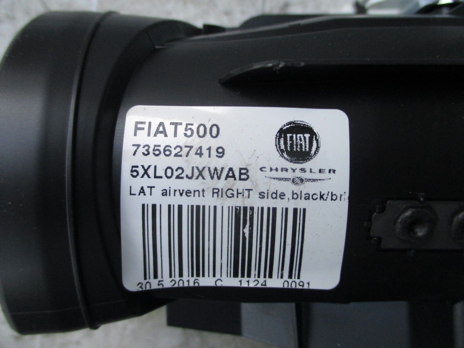 FIAT 500 2016 DRIVERS SIDE DASH HEATER AIR VENT 735627419