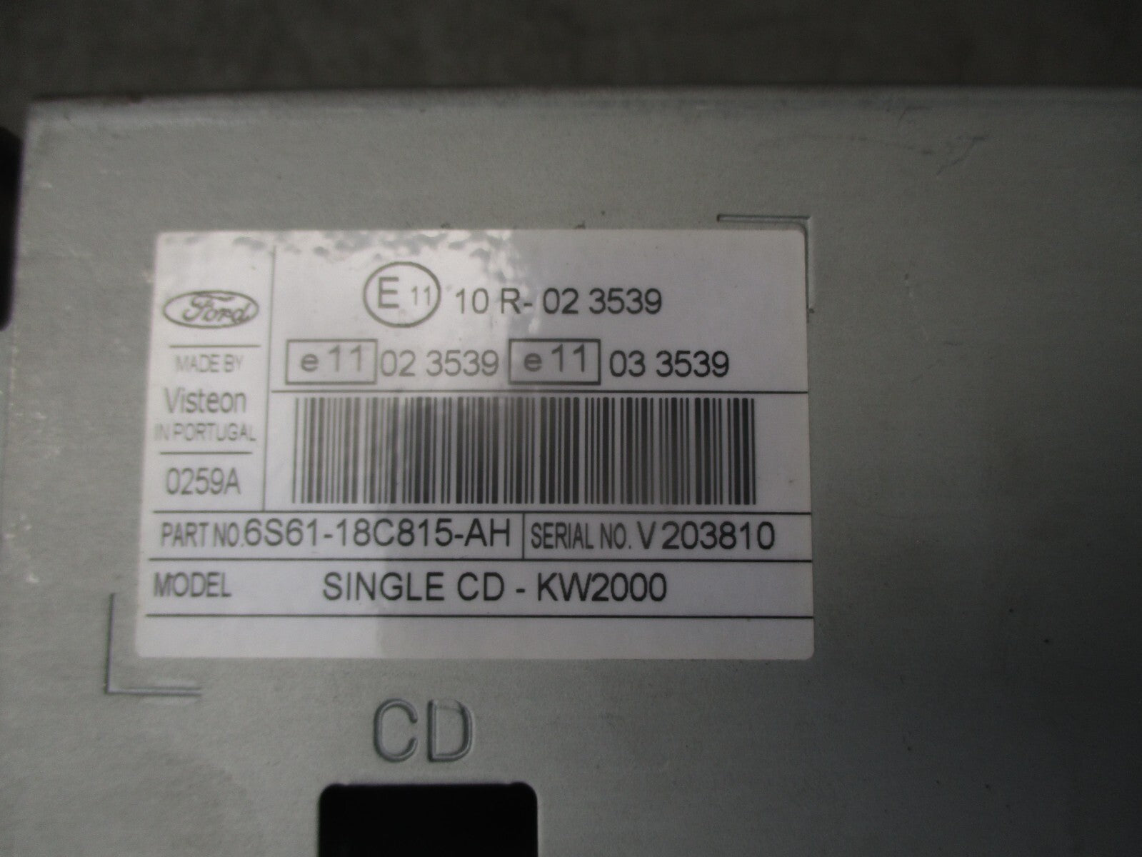 2007 FORD FIESTA MK6 CD PLAYER RADIO STEREO HEAD UNIT 6S6118C815AH