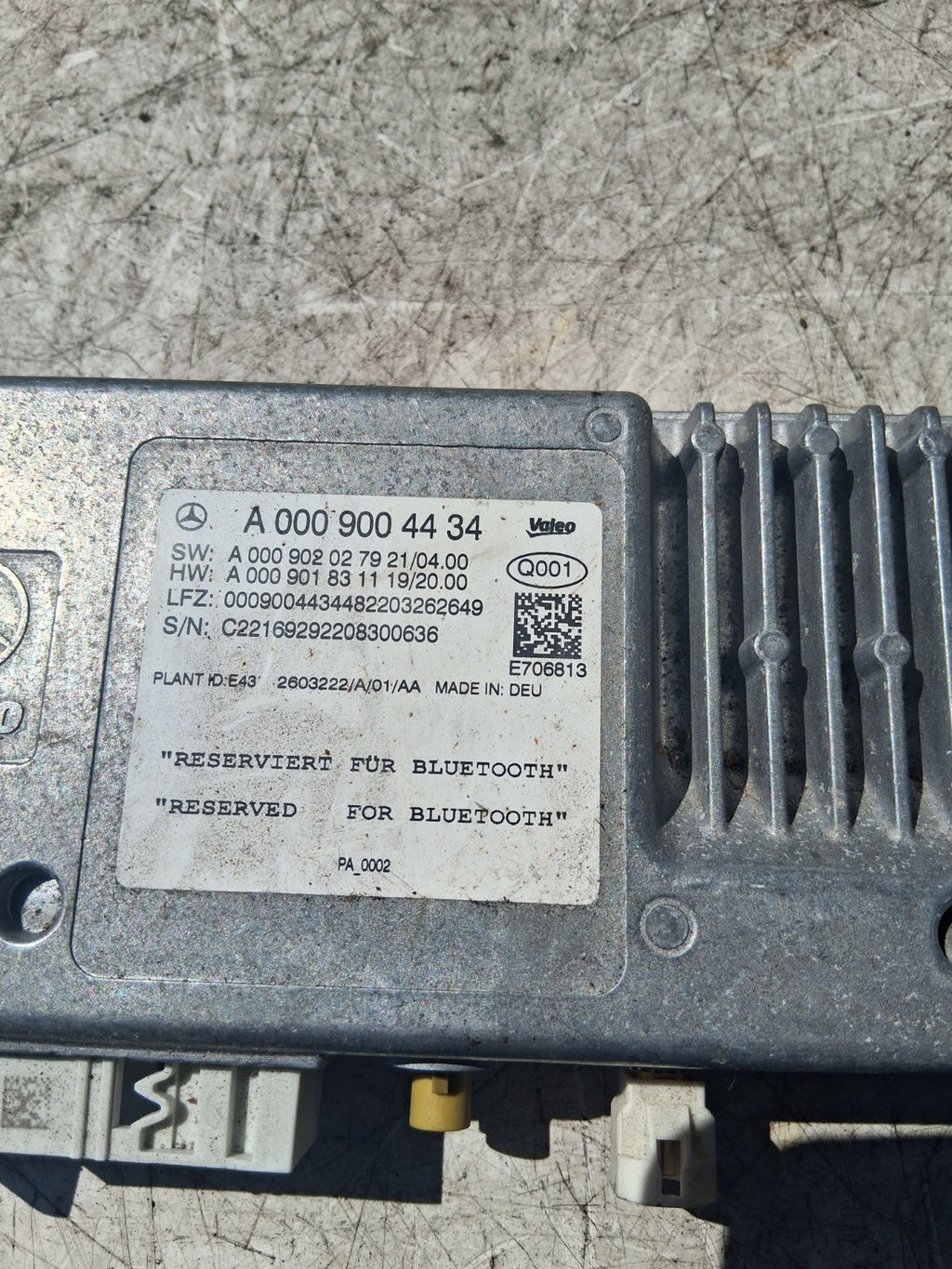 2022 MERCEDES BENZ SPRINTER W907 BLUETOOTH CONTROL MODULE A0009004434