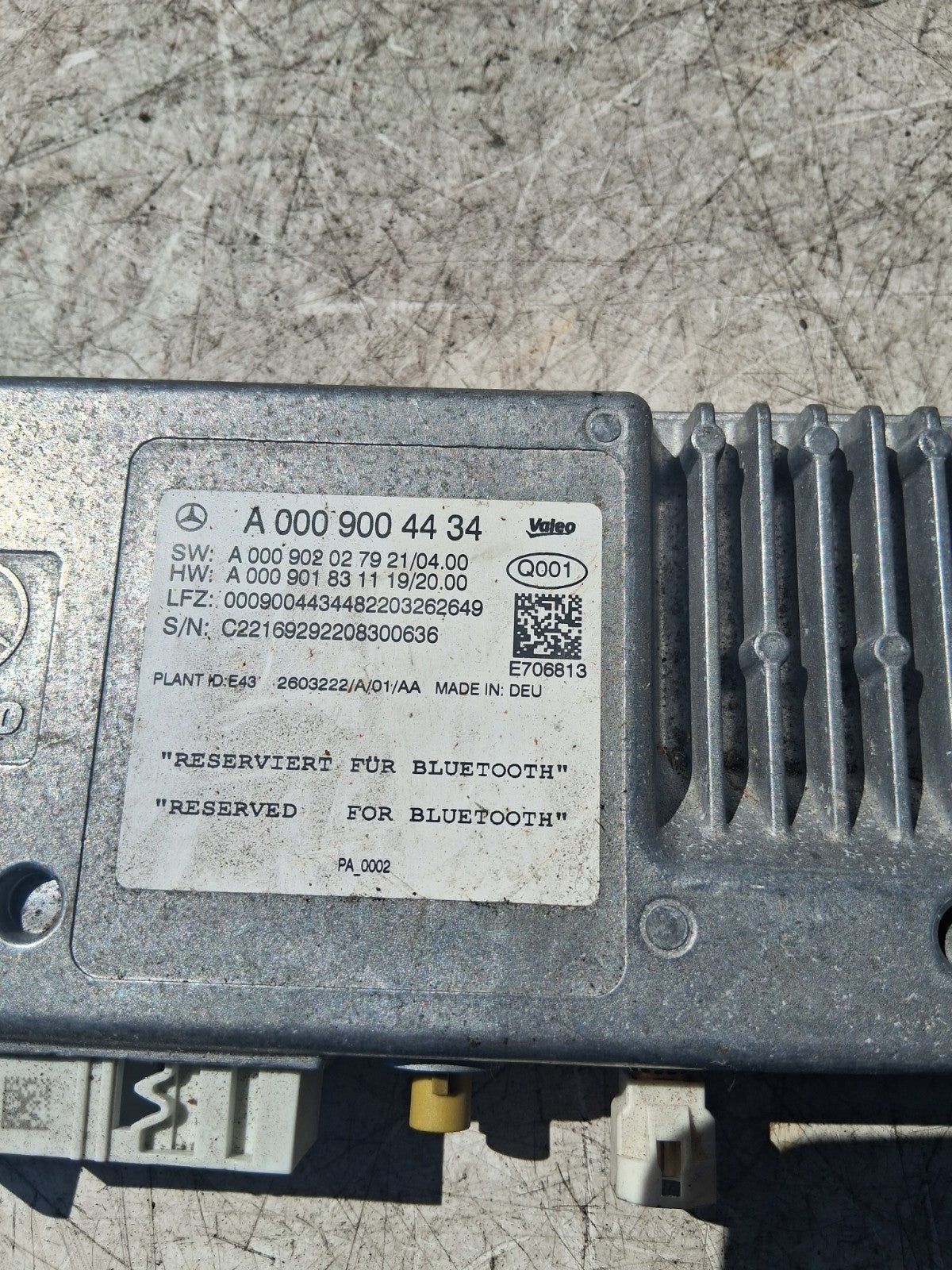 2022 MERCEDES BENZ SPRINTER W907 BLUETOOTH CONTROL MODULE A0009004434