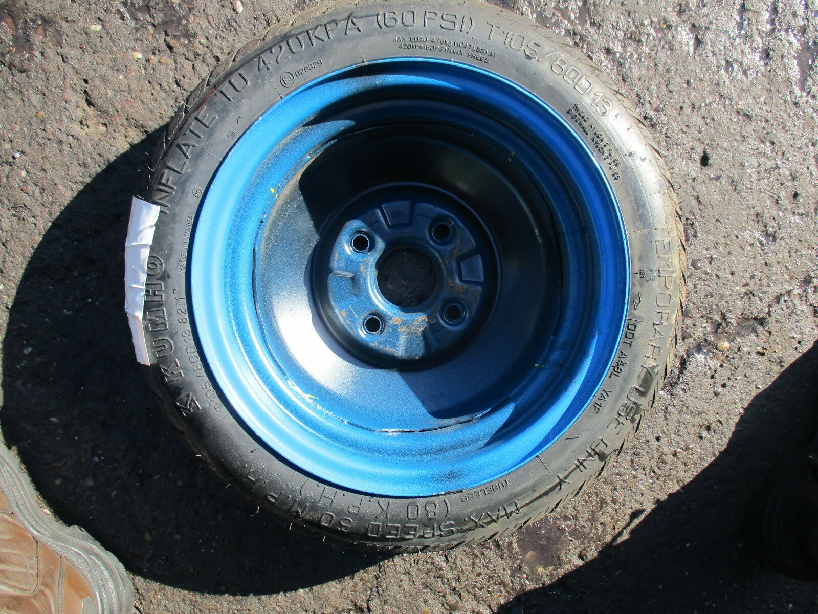 CHEVROLET MATIZ 4 STUD 13 INCH SPACE SAVER STEEL WHEEL KUMHO 105/80 R13