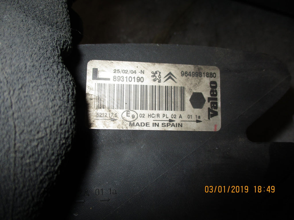 CITROEN XSARA PICASSO NS PASSENGER HEADLIGHT 89310190