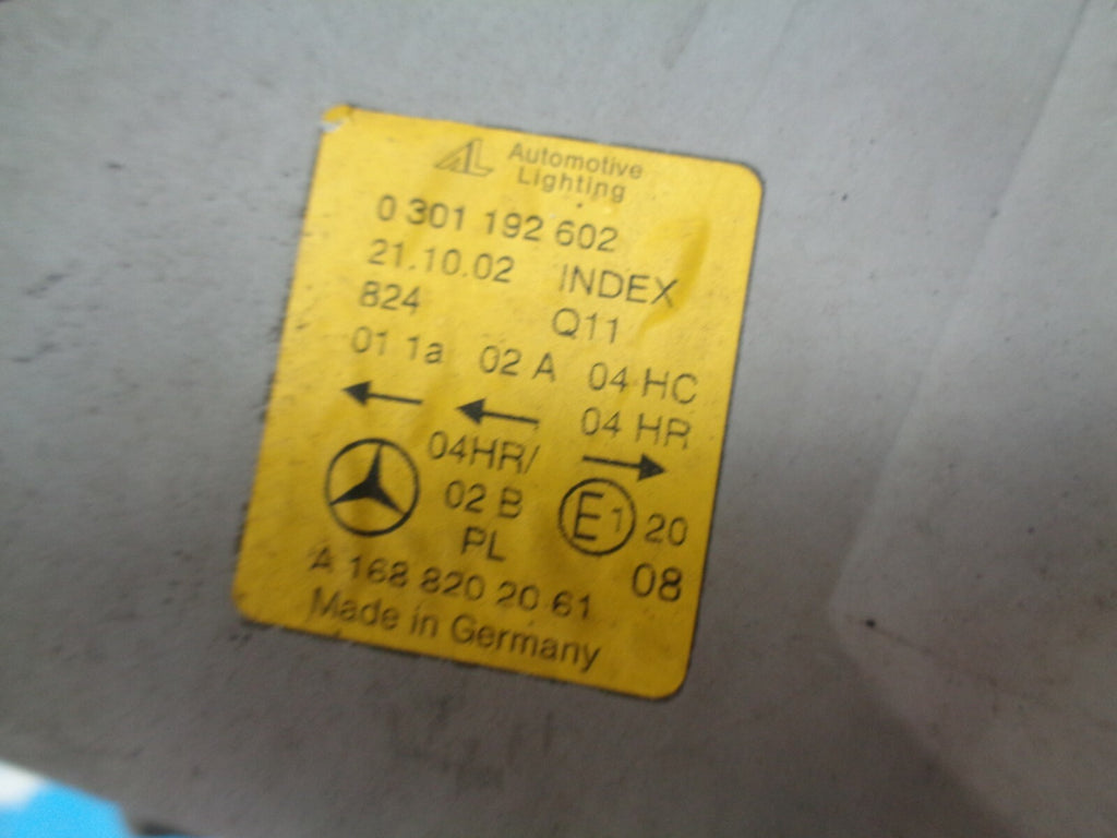 MERCEDES BENZ A CLASS A170 W168 OS DRIVER SIDE HEADLIGHT DAMAGED 1688202061