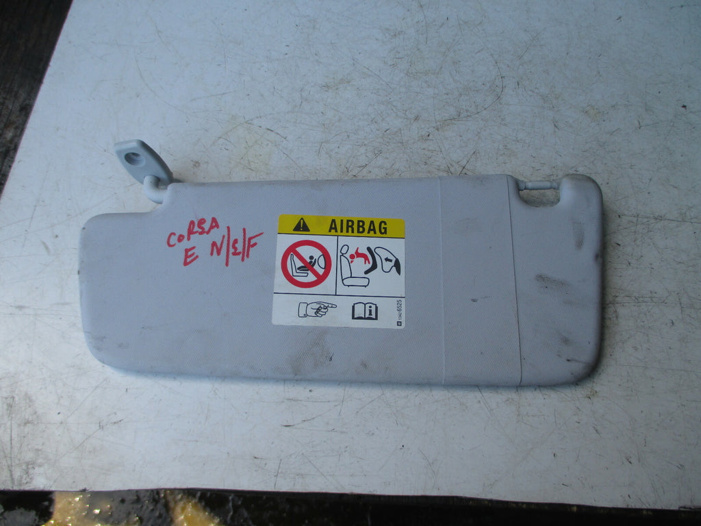 VAUXHALL CORSA E 2017 NSF PASSENGER SIDE FRONT SUN SHADE VISOR GREY 13426525