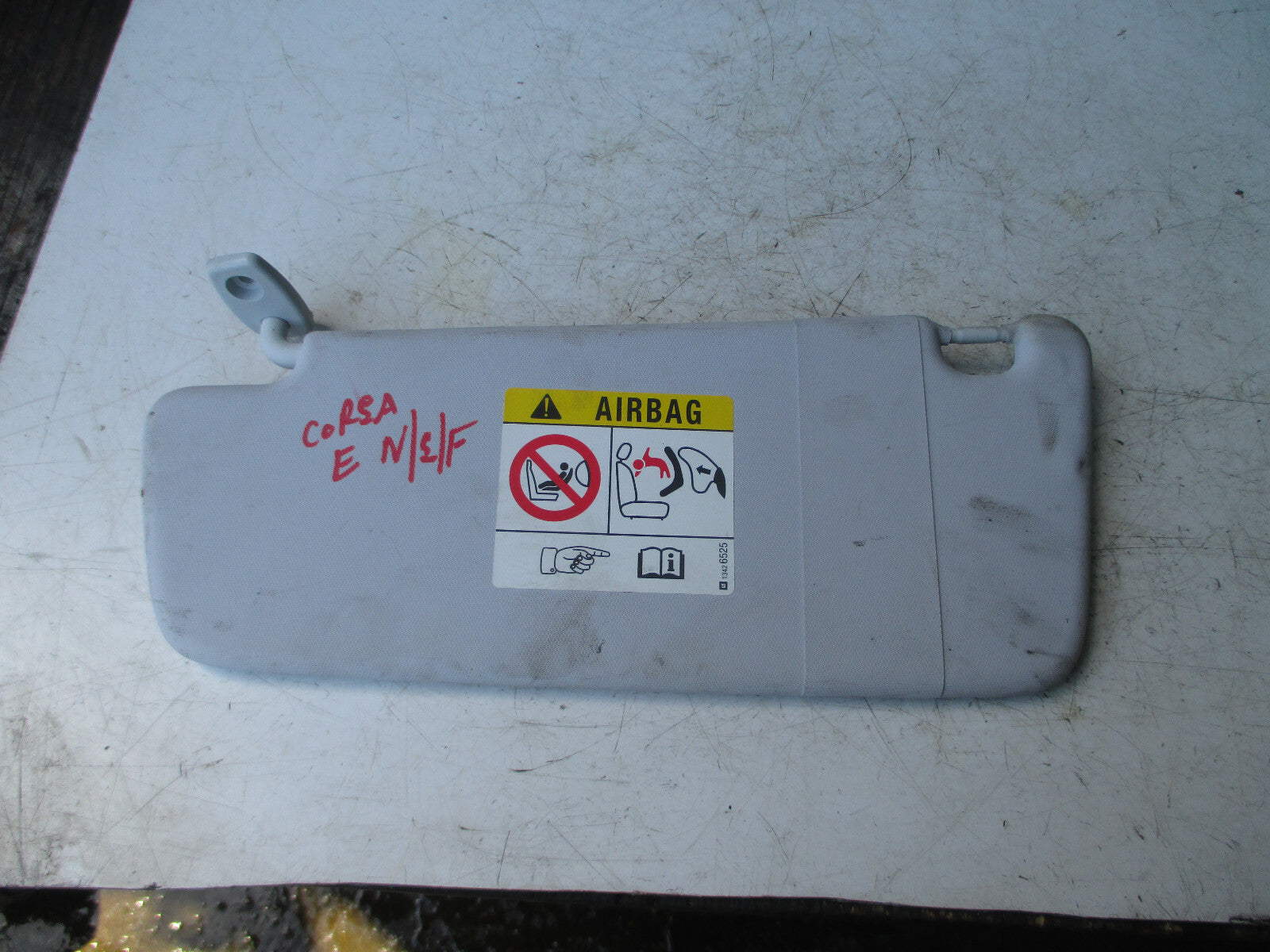 VAUXHALL CORSA E 2017 NSF PASSENGER SIDE FRONT SUN SHADE VISOR GREY 13426525