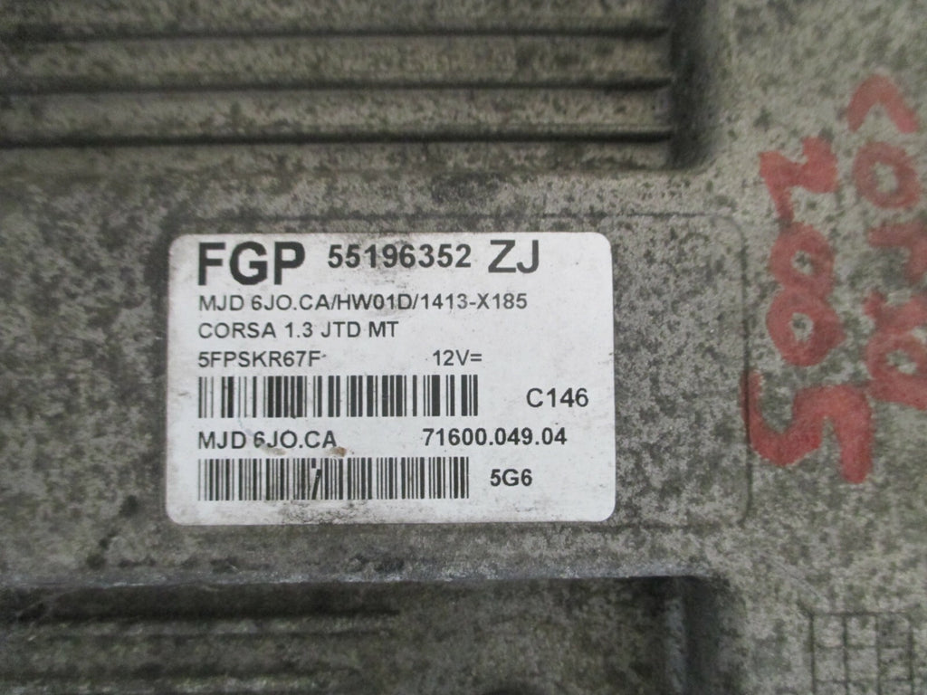 VAUXHALL CORSA C 2005 ENGINE CONTROL UNIT MODULE 55196352