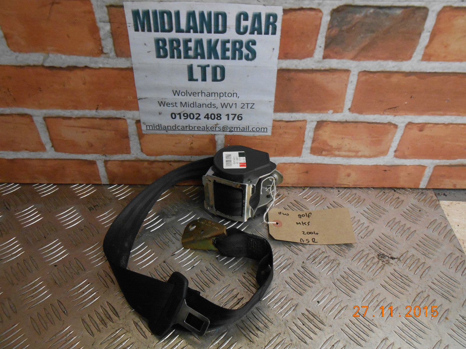 VOLKSWAGEN VW GOLF MK5 2004 3 DR NSR PASSENGER REAR SEAT BELT SEATBELT 603574600