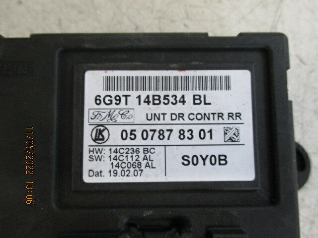2007 FORD S MAX OSR DOOR CONTROL MODULE DRIVER SIDE REAR 6G9T14B534