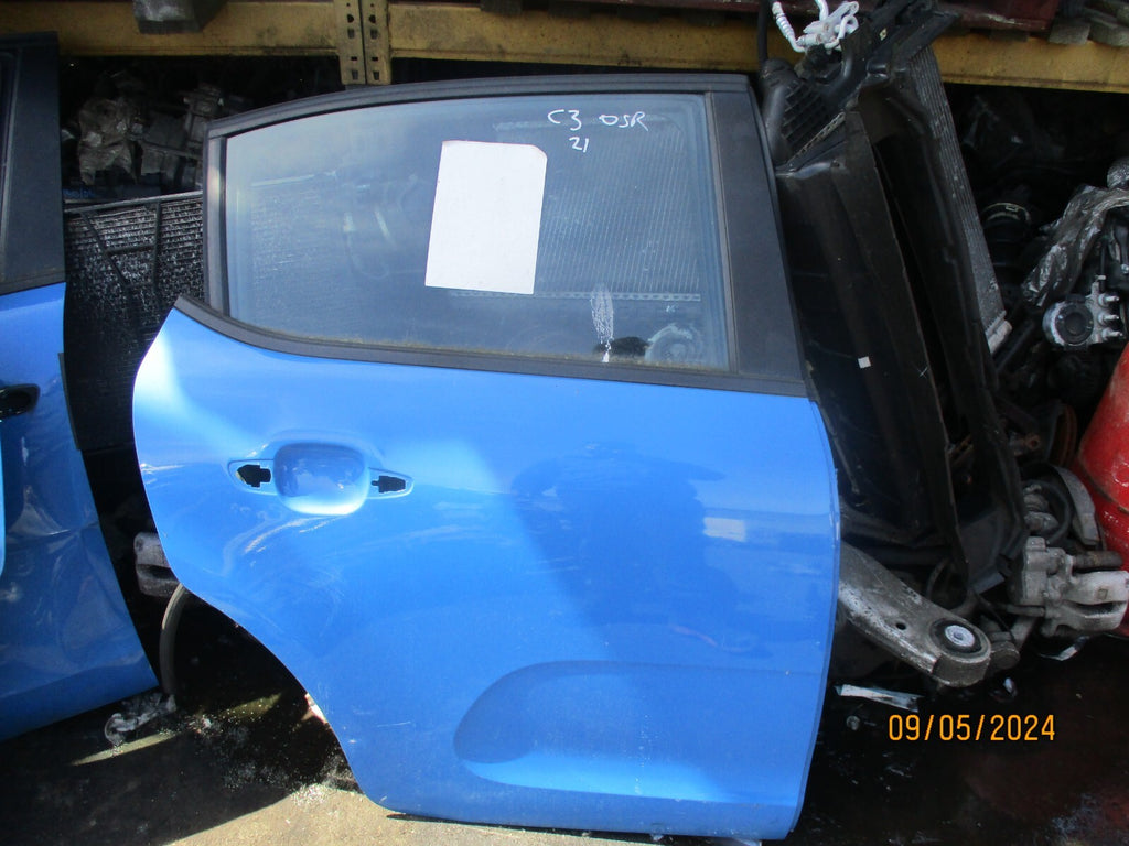 2020 CITROEN C3 MK3 OSR DRIVER SIDE REAR DOOR BLUE EJY COBALT