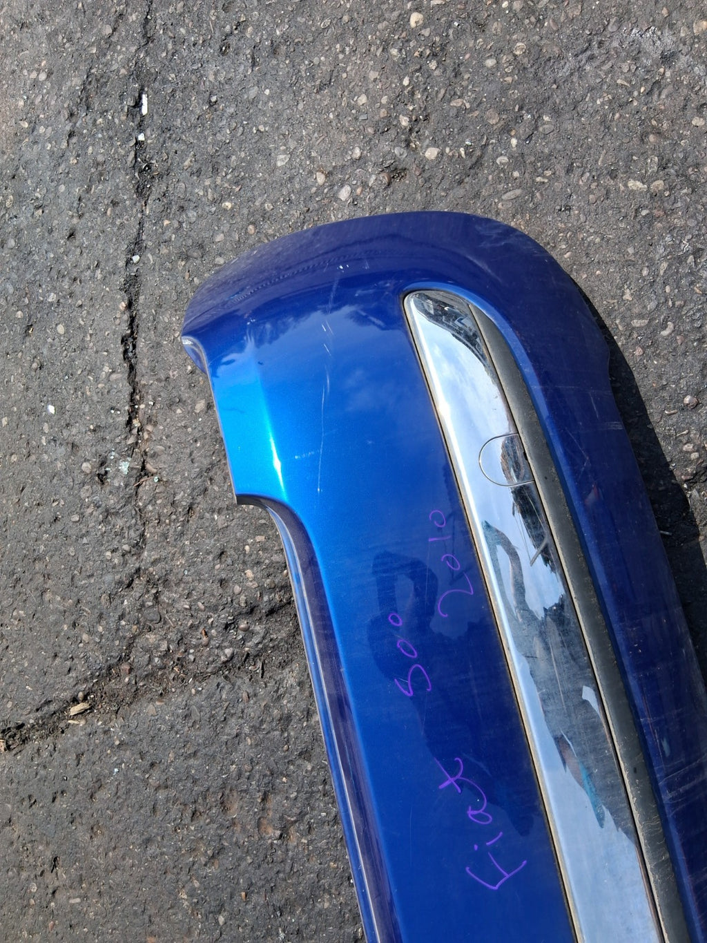 2010 FIAT 500 LOUNGE MK1 COMPLETE REAR BUMPER BLUE MAGNETICO 599/A